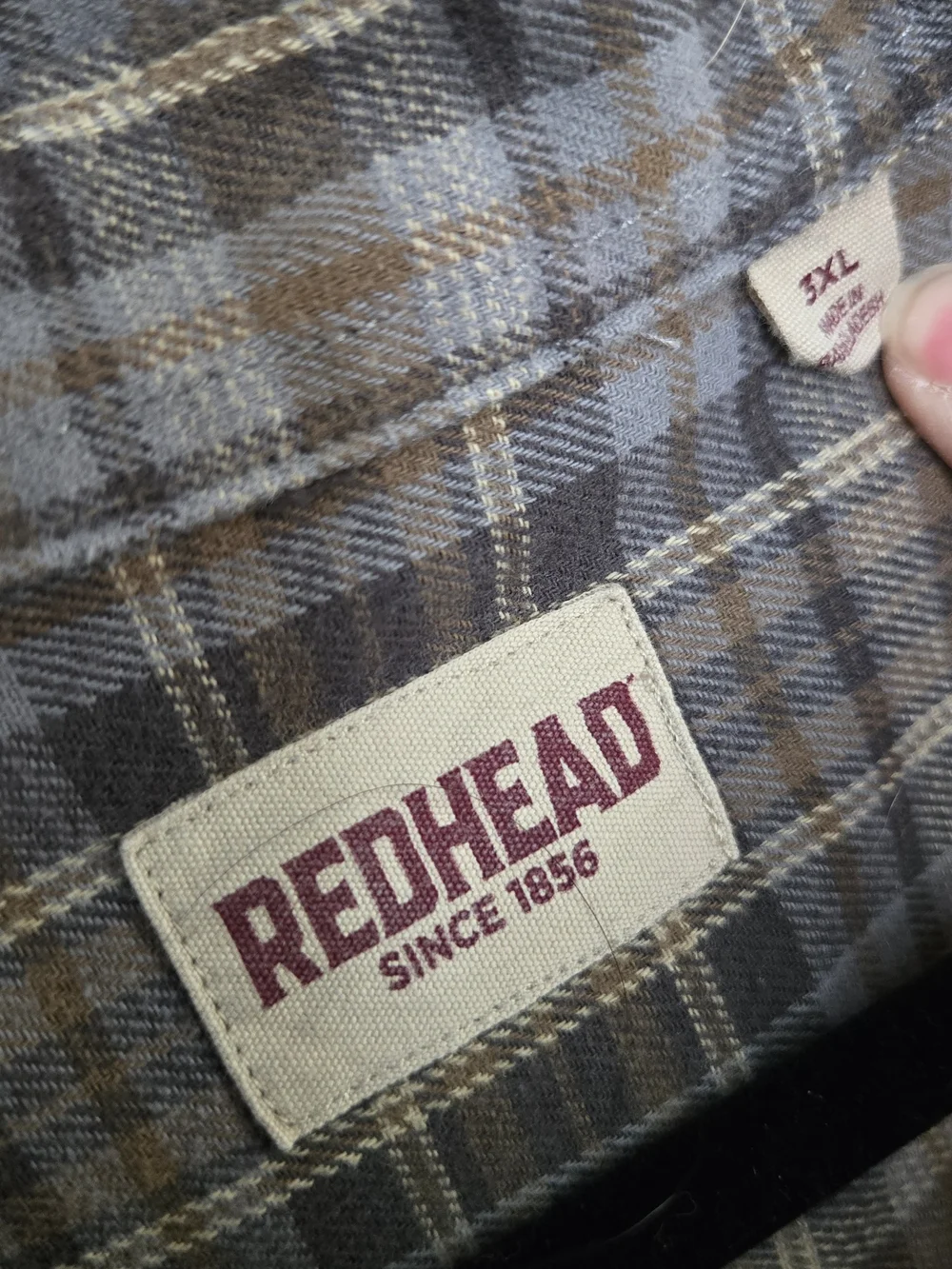 RedHead Men’s 3XL Plaid Button Up Shirt Brown Blue Outdoor Flannel Style Cotton